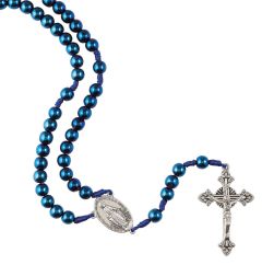&#39;Miraculous&#39; Blue Hematite Cord Rosary