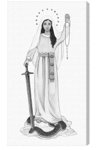 Queen of the Rosary 10 x 18 Canvas, Gallery Wrap, Black & White