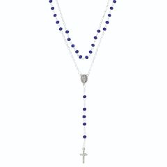 Sapphire Crystal Multi-Strand Lariat Rosary Necklace