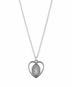 Silver Heart Medal Necklace