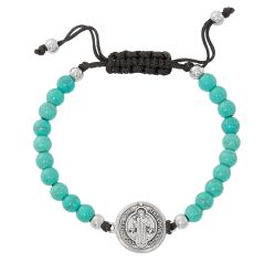 Turquoise St. Benedict Corded Bracelet
