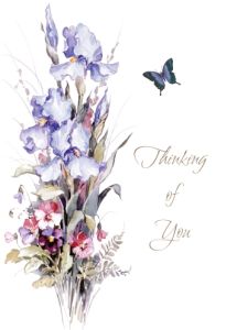 Thinking of You, Flowers & Butterfly - Front