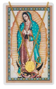 Medalla y estampa de oración de Nuestra Señora de Guadalupe
